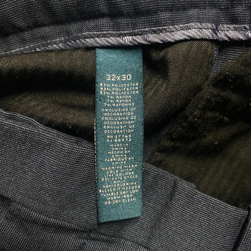 Perry Ellis Dress Pants Mens 32x30 Slim Fit Navy Blue Flat Front Trousers - Picture 7 of 8